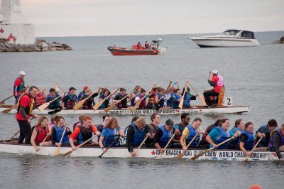 Dragon Boats in Cobourg West Harbour in 2011