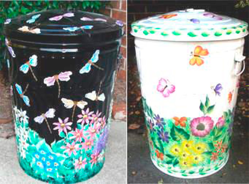 Decorated Trash Cans